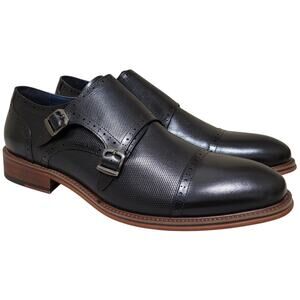 Vintage Foundry Men Morgan Monk Strap Dress Loafers Size US 9.5M Black Leather